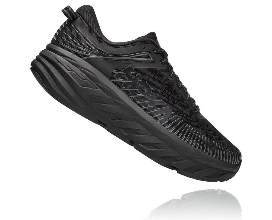 Running Shoes Mens - Hoka One One Bondi 7 - Black - UDZJGEX-04